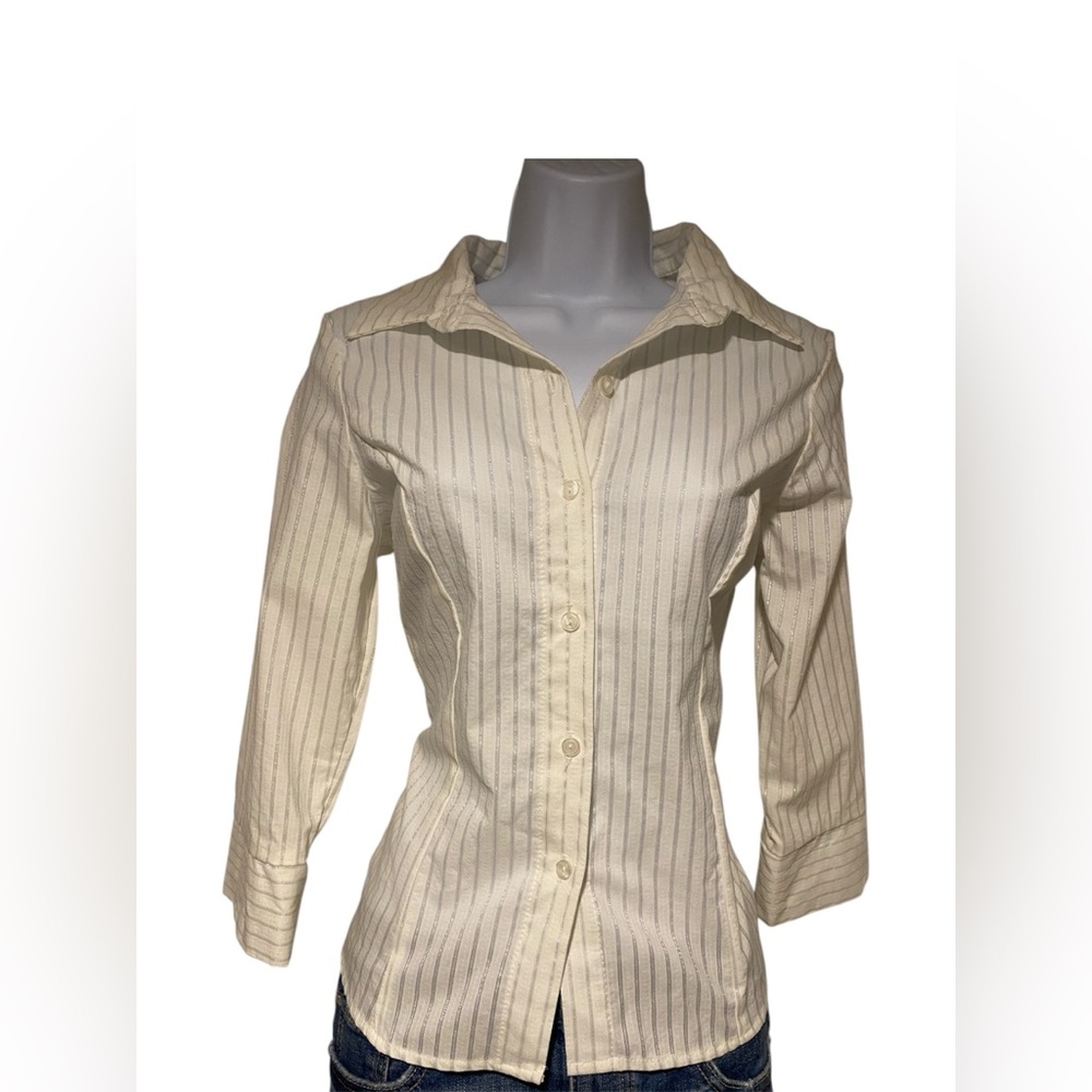 rave Cream Pinstripe Button-Down Shirt